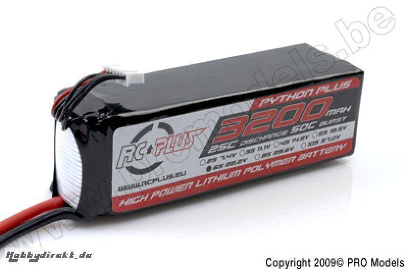 RC Plus - Li-Po Akku - Python Plus 25-30C - 3200 mAh - 6S1P - 22,2V - Deans Stecker RC-A25-3200-6S1P