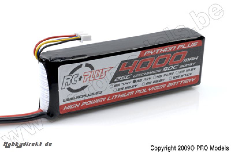 RC Plus - Li-Po Akku - Python Plus 25-30C - 4000 mAh - 3S1P - 11,1V - Deans Stecker RC-A25-4000-3S1P