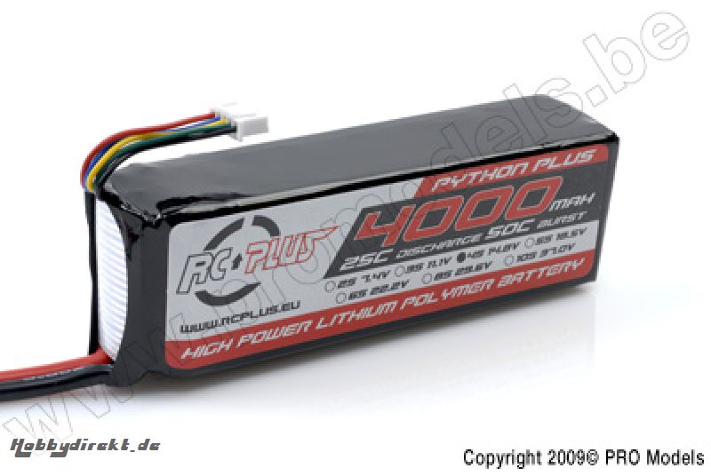 RC Plus - Li-Po Akku - Python Plus 25-30C - 4000 mAh - 4S1P - 14,8V - Deans Stecker RC-A25-4000-4S1P