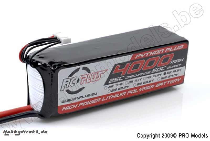 RC Plus - Li-Po Akku - Python Plus 25-30C - 4000 mAh - 5S1P - 18,5V - Deans Stecker RC-A25-4000-5S1P