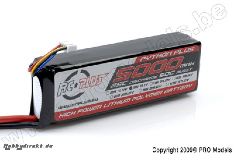 RC Plus - Li-Po Akku - Python Plus 25-30C - 5000 mAh - 3S1P - 11,1V - Deans Stecker RC-A25-5000-3S1P