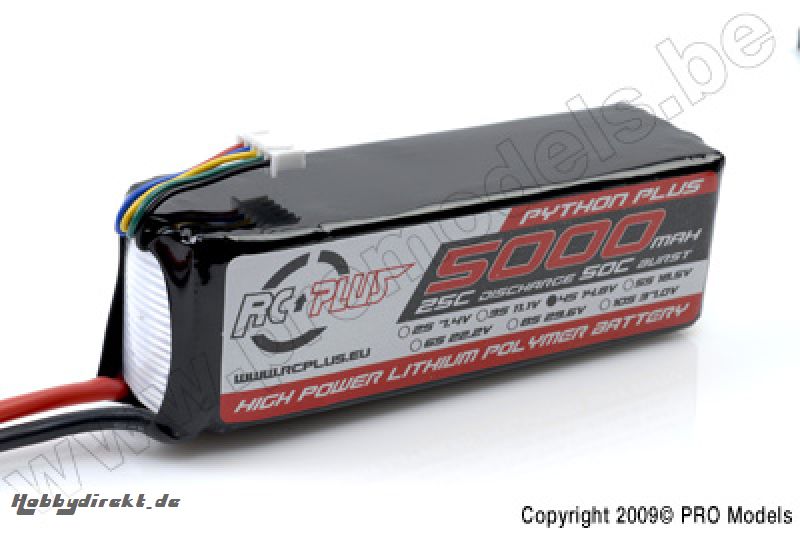 RC Plus - Li-Po Akku - Python Plus 25-30C - 5000 mAh - 4S1P - 14,8V - Deans Stecker RC-A25-5000-4S1P