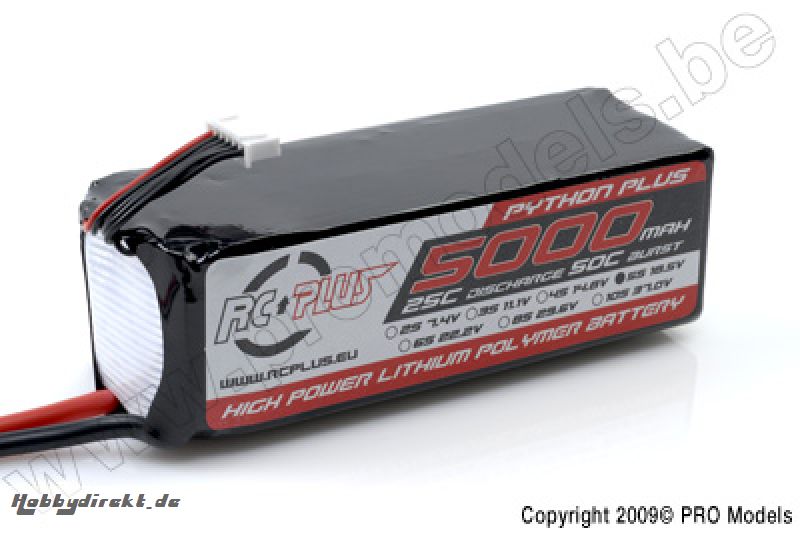 RC Plus - Li-Po Akku - Python Plus 25-30C - 5000 mAh - 5S1P - 18,5V - Deans Stecker RC-A25-5000-5S1P