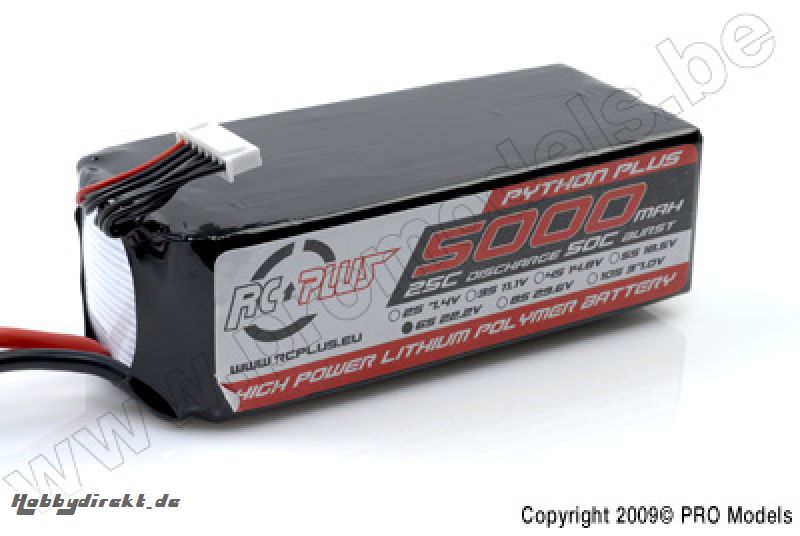 RC Plus - Li-Po Akku - Python Plus 25-30C - 5000 mAh - 6S1P - 22,2V - Deans Stecker RC-A25-5000-6S1P