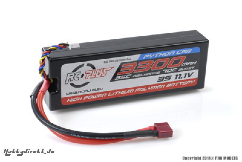 RC Plus - Python Plus Car 35C 3300 Mah 3S 11,1V Hard Case, T-Plug RC-PPC35-3300-3SD