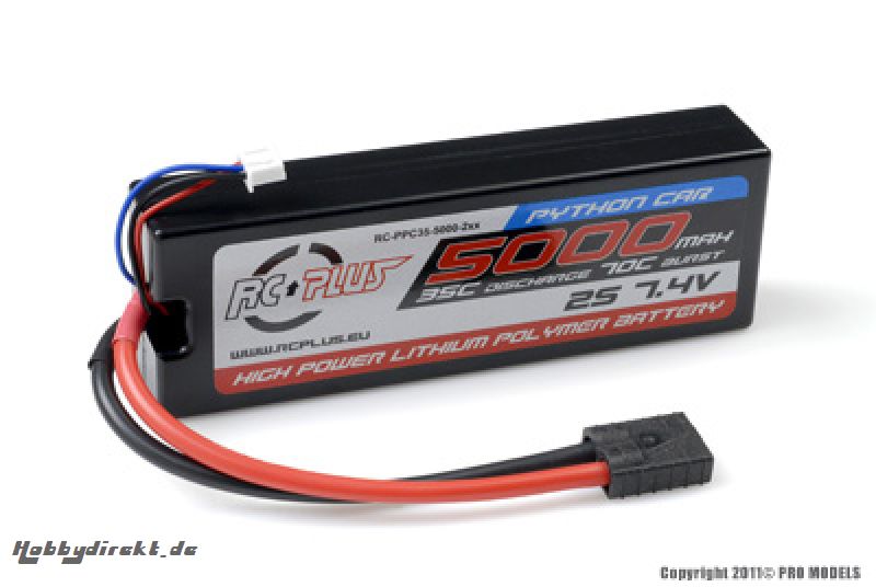 RC Plus - Python Plus Car 35C 5000 Mah 2S 7,4V Hard Case, Traxxas RC-PPC35-5000-2SX