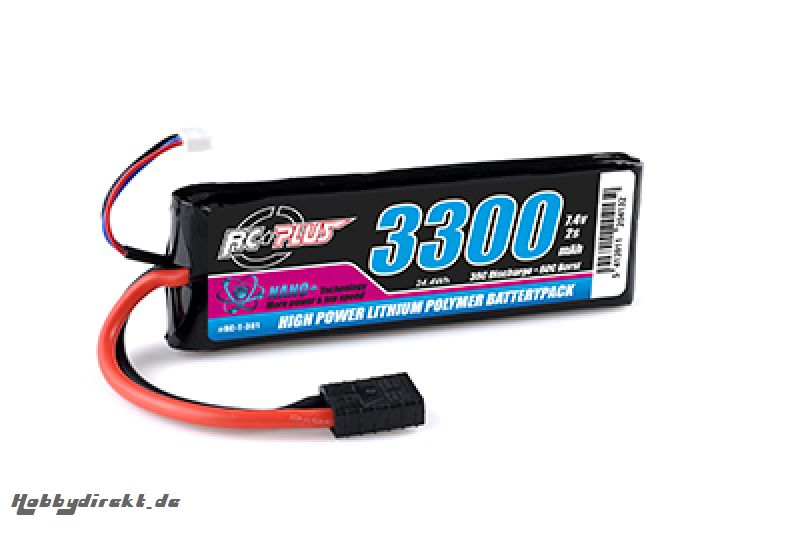 RC Plus - Python Plus Car 35C 3300 Mah 2S 7,4V Softcase Car Li-Po, TRX Conn. RC-T-301