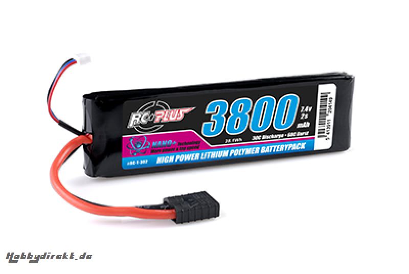 RC Plus - Python Plus Car 35C 3800 Mah 2S 7,4V Softcase Car Li-Po, TRX Conn. RC-T-302