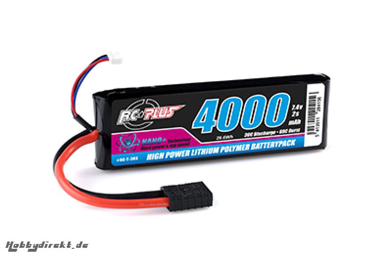 RC Plus - Python Plus Car 35C 4000 Mah 2S 7,4V Softcase Car Li-Po, TRX Conn. RC-T-303