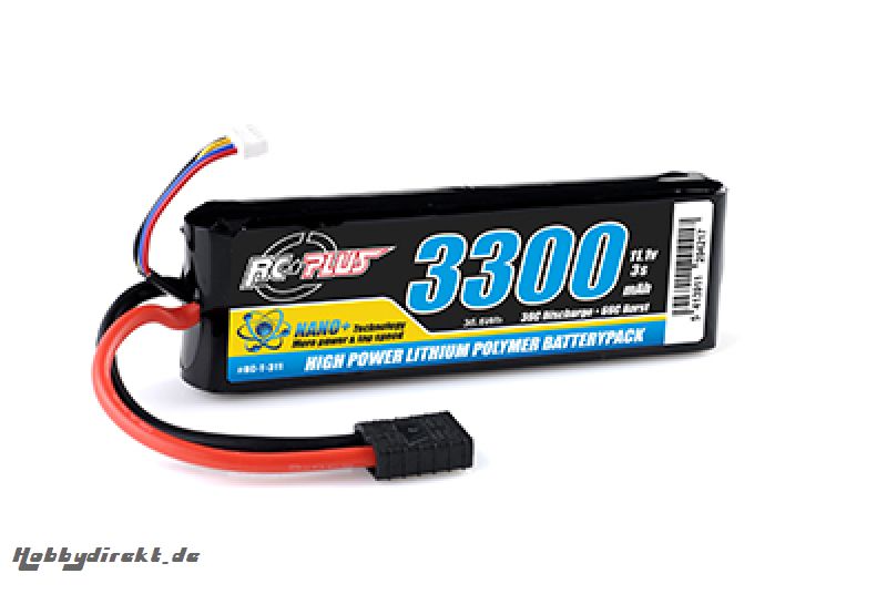 RC Plus - Python Plus Car 35C 3300 Mah 3S 11,1V Softcase Car Li-Po, TRX Conn. RC-T-311