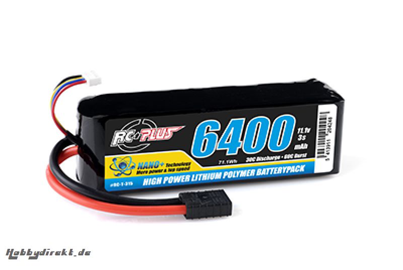 RC Plus - Python Plus Car 35C 6400 Mah 3S 11,1V Softcase Car Li-Po, TRX Conn. RC-T-315