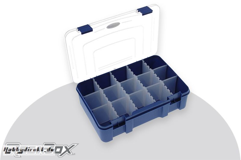 Rocabox - Sortimentskiste - RD-2719-07-15 - Blau / Transparent - 15 Fächer RD-2719-07-15