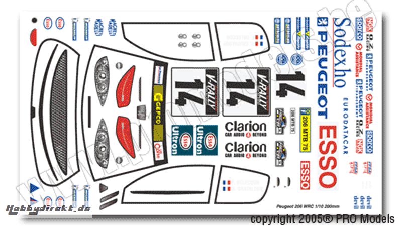 DEKORBOGEN PEUGEOT 206 200MM T0702.2