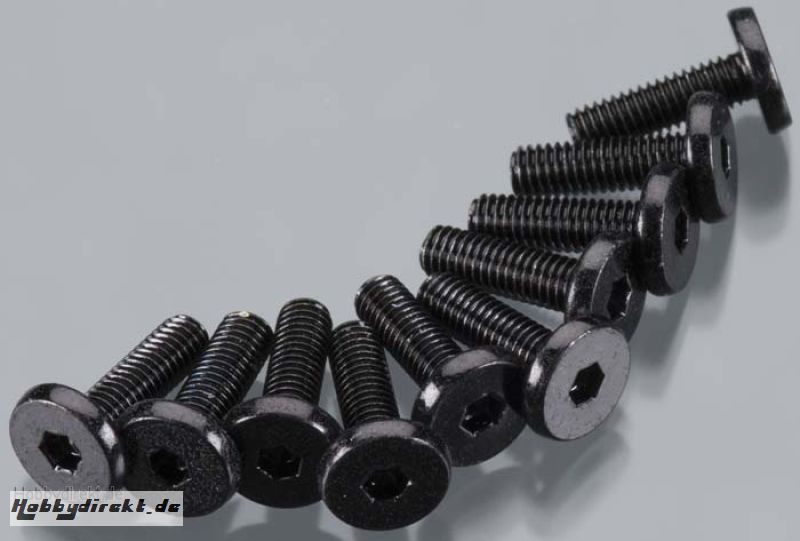 M3x10mm Oversized Flat Hex Socket (Black) (10pcs) AXA0109