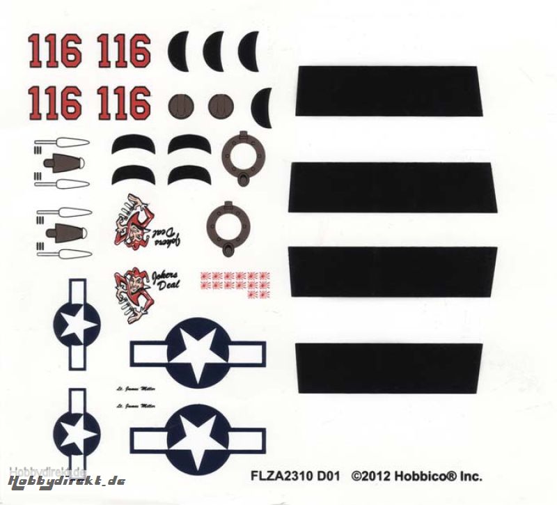 Decals Micro P-38 FLZA6509