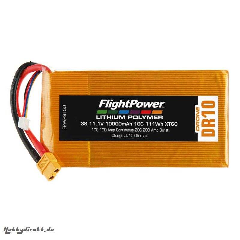 Flightpower LIPO DRONE 11.1V 10000mAh 10C XT FPWP9150