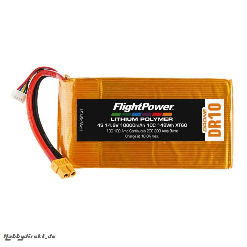 Flightpower LIPO DRONE 14.8V 10000mAh 10C XT FPWP9151