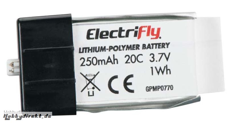 LiPo 1S 3.7V 250mAh 20C Elect Hobbico GPMP0770