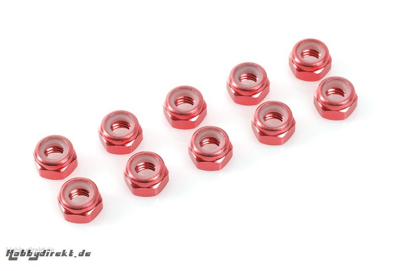 Sechska. M2 Selbstsichernd Red, Aluminium 10pcs HCAQ6625