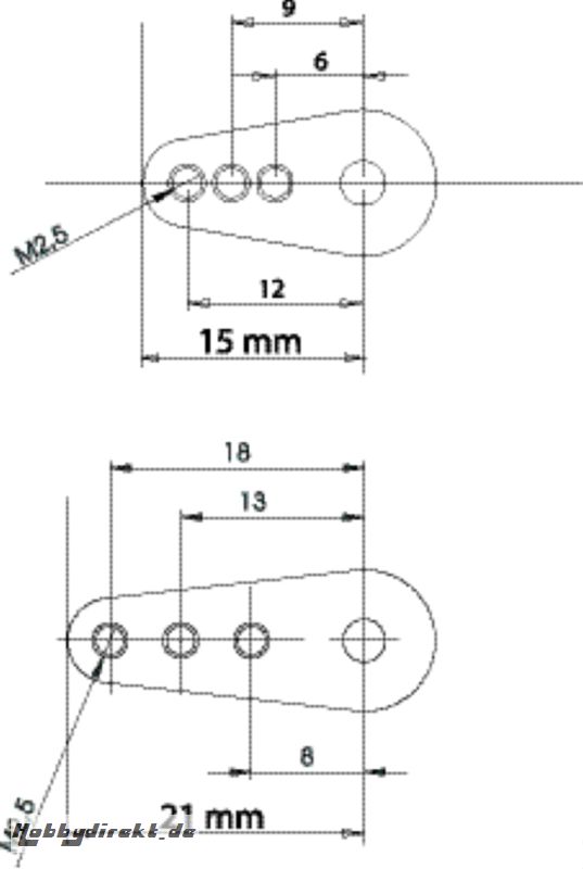 ALU-SERVOHEBEL 1-ARM 15MM M 0,25 Robbe 1-8512 8512