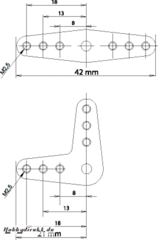 ALU-SERVOHEBEL 1-ARM 21MM M 0,25 Robbe 1-8513 8513