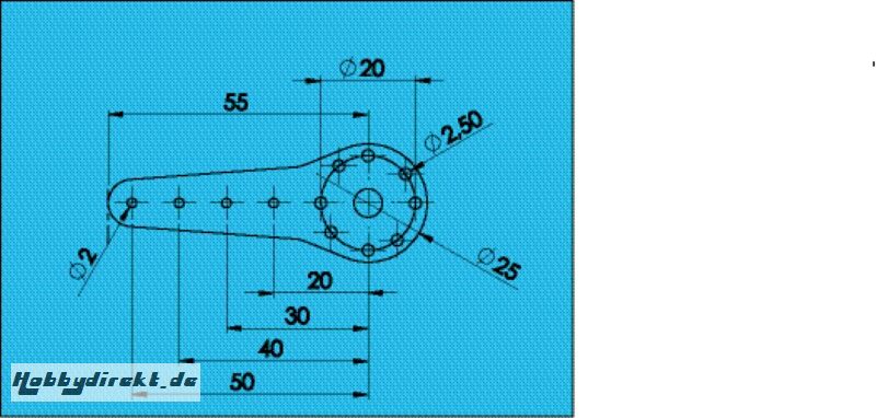 CFK-Servohebel 1-Arm  55mm Robbe 8531 1-8531