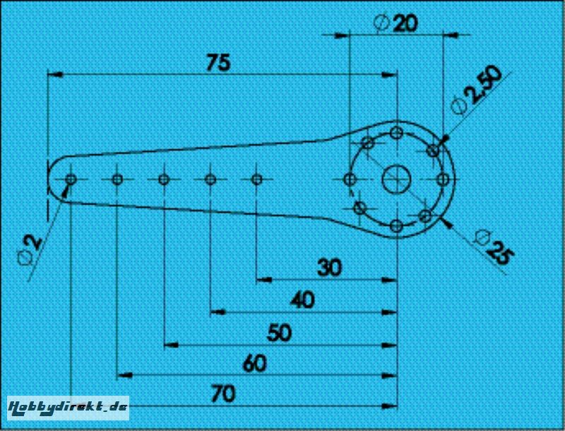 CFK-Servohebel 2-Arm 110mm Robbe 8532 1-8532