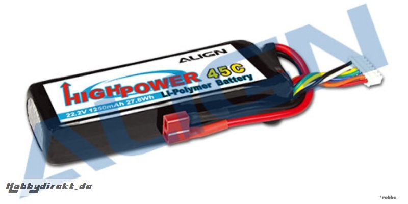 LiPo-Akku 6S1P 22,2V  1250mAh Align Robbe HBP12501 1-HBP12501