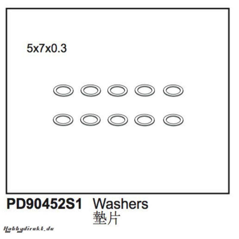 Scheiben 5x7x0,3mm (10) u.A. für KAISER XS Thunder Tiger PD90452S1