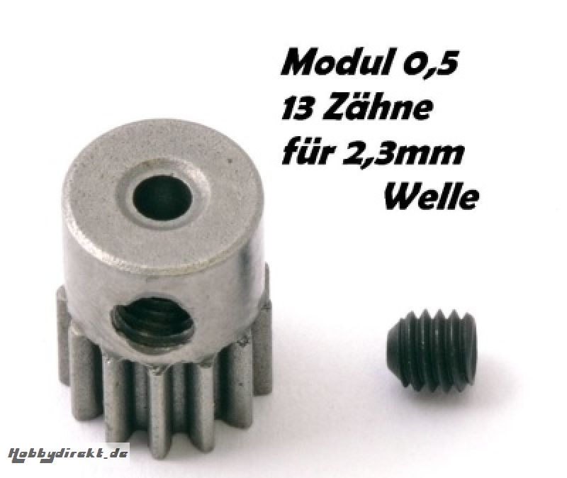 Motor-Ritzel M0,5 13Z Welle 2,3mm, z.B. für NOSRAM Micro 370 Thunder Tiger 03021154T