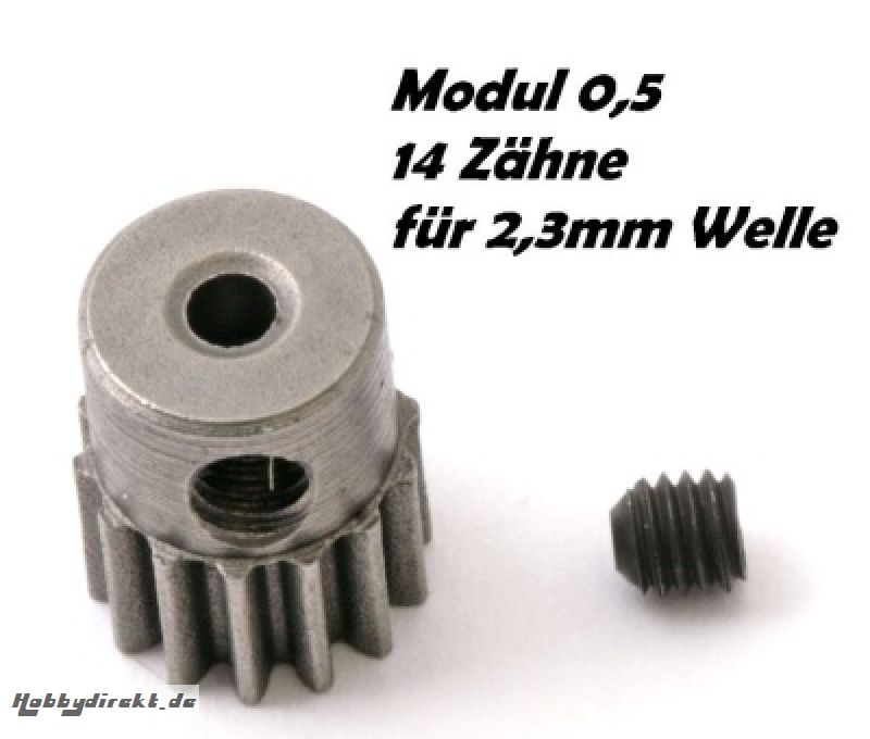 Motor-Ritzel M0,5 14Z Welle 2,3mm, z.B. für NOSRAM Micro 370 Thunder Tiger 03021155T