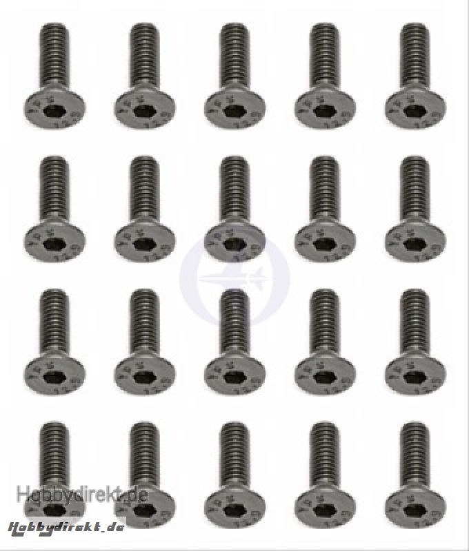 Schraube M3x10, Stahl, isk, Senkkopf, Schwarz (20) Thunder Tiger 03025202