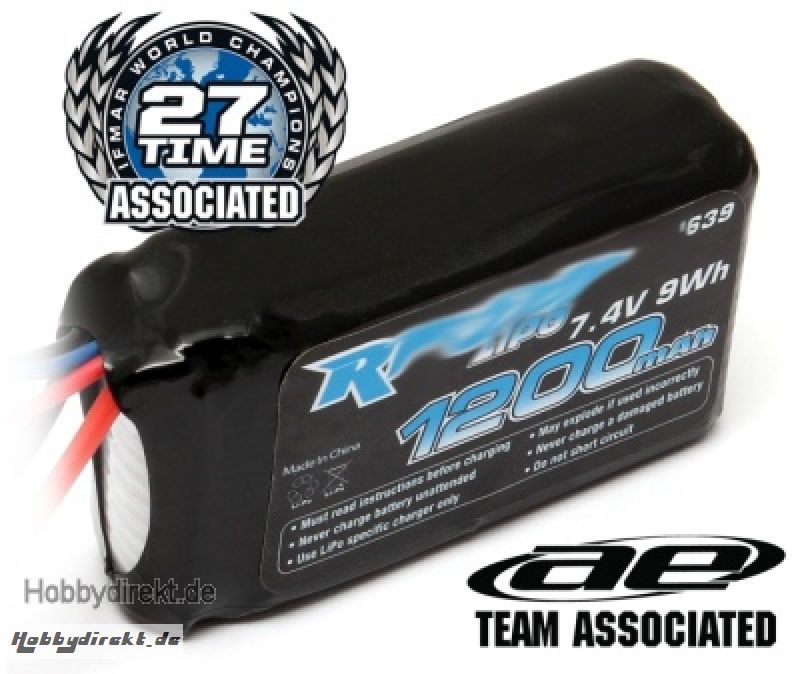 LiPo 2S 7,4V 1200mAh Empfänger-Akku TEAM ASSOCIATED Thunder Tige