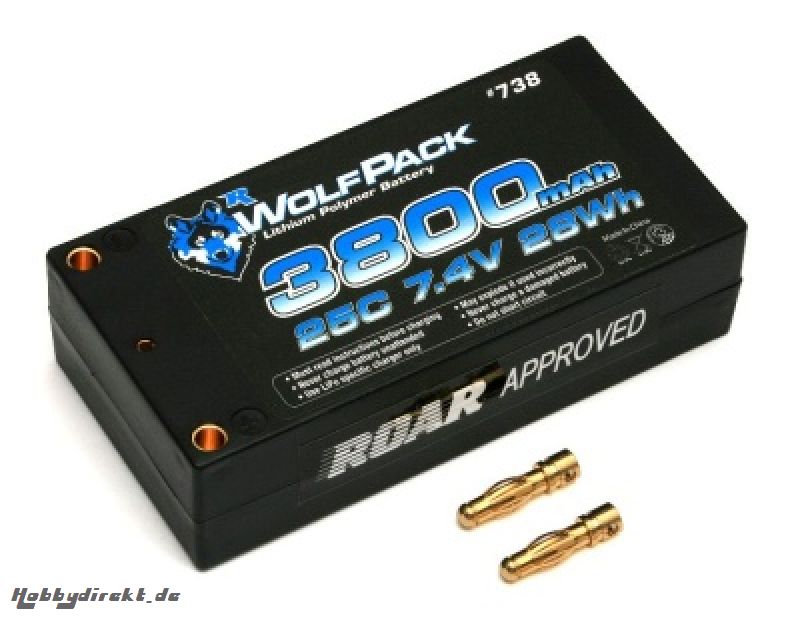 TEAM ASSOCIATED 7,4V LiPo SHORTY 25C WolfPack 3800mAh Thunder Tiger 030738