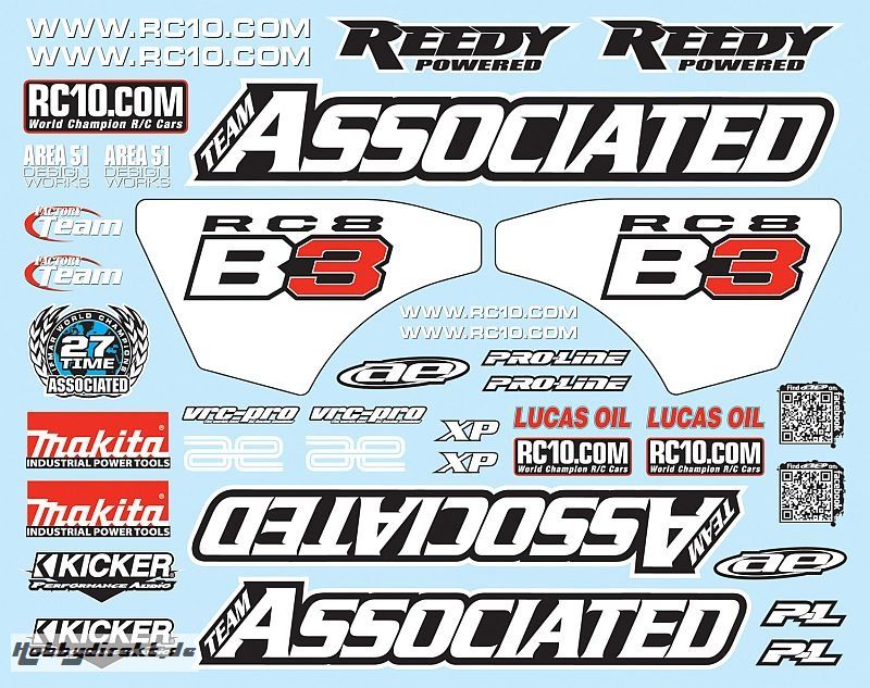 RC8B3 Decal Sheet Thunder Tiger 03081270