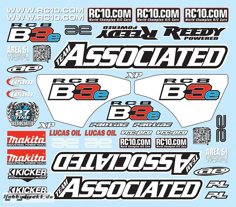 RC8B3e Decal Sheet Thunder Tiger 03081305