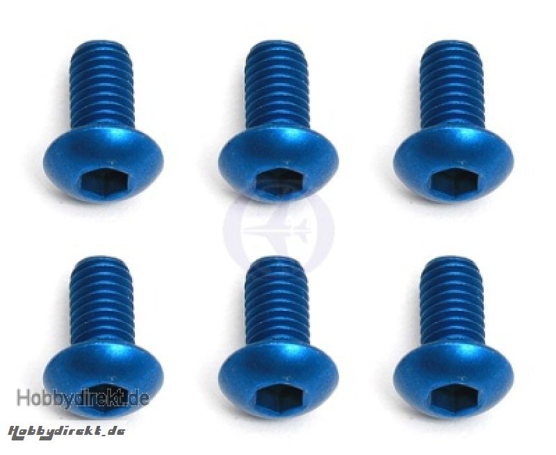 M3x6mm Rundkopfschraube Alu blau (6) Thunder Tiger 0308550