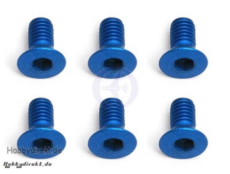 M3x6mm Senkkopfschraube Alu blau (6) Thunder Tiger 0308551