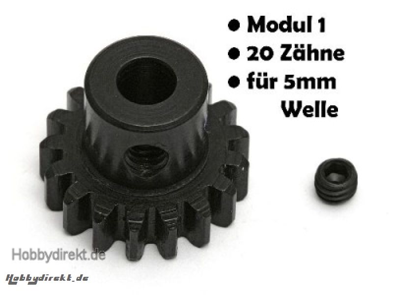 Motor-Ritzel, Modul 1, Stahl, 20 Zähne, 5mm Welle Thunder Tiger 03089595