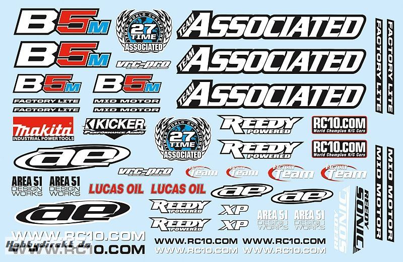 RC10B5M-FL Decal Sheet Thunder Tiger 03091613