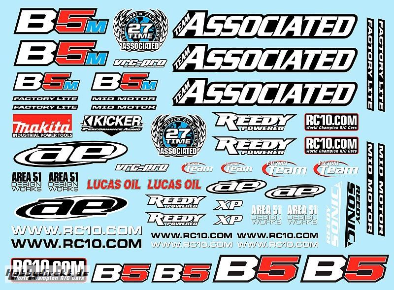 RC10B5 Series Decal Sheet, RC10B5 Thunder Tiger 03091614