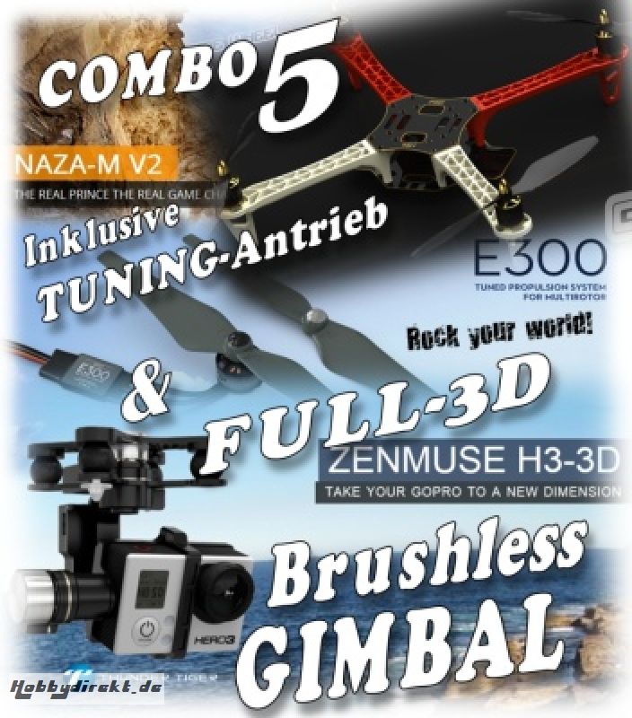 DJI F450 QuadroCopter COMBO-4 Kit inkl. NAZA-M V2 GPS Thunder Tiger 036F450S5