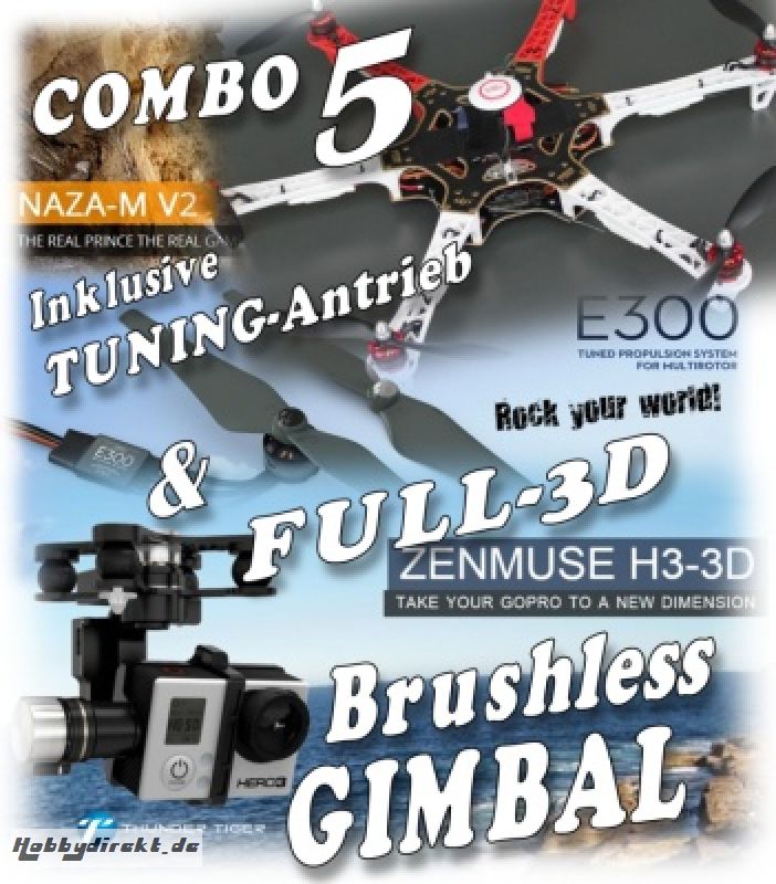 DJI F550 HexaCopter COMBO-5 Kit inkl. NAZA-M V2 GPS Thunder Tiger 036F550S5