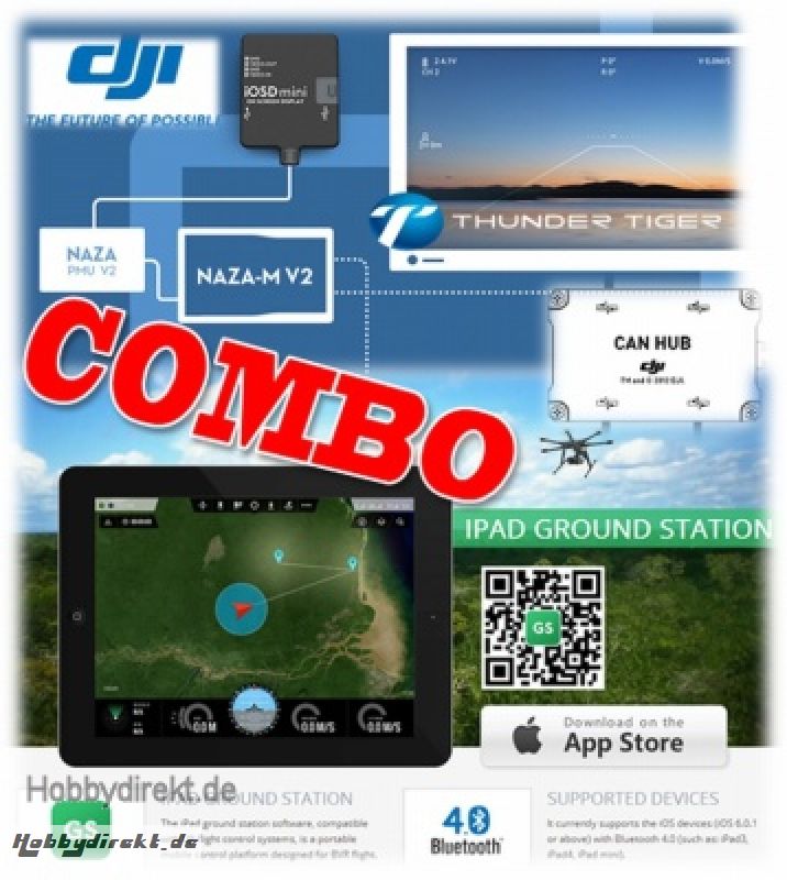 DJI COMBO iOSDmini & 2.4G DataLink Ground Station & Thunder Tiger 036SET4