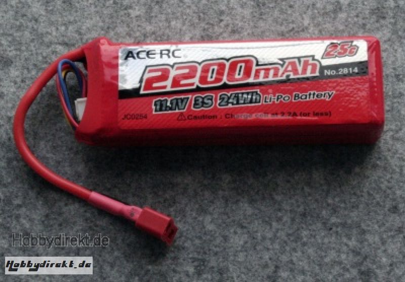 LiPo 3S 2200mAh 11,1V 25C, US Deans Style T-Stecker Thunder Tiger 2814-T