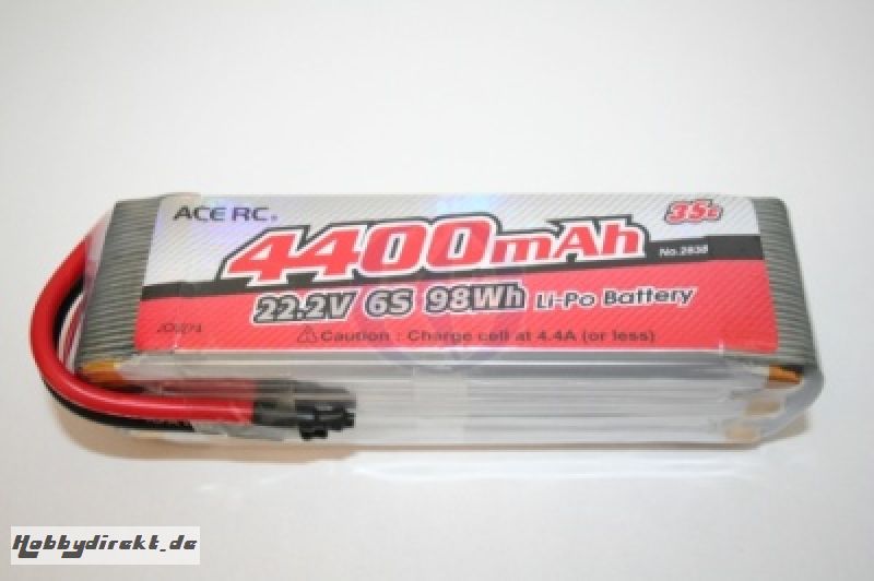 LiPo 6S-4400 35C 22,2V, ACE Thunder Tiger 2838