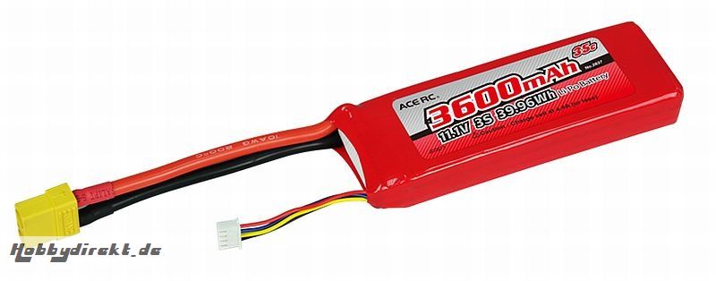 LiPo 35C ACE RC 3S 3600mAh 11,1V, XT90 Stecker Thunder Tiger 2860