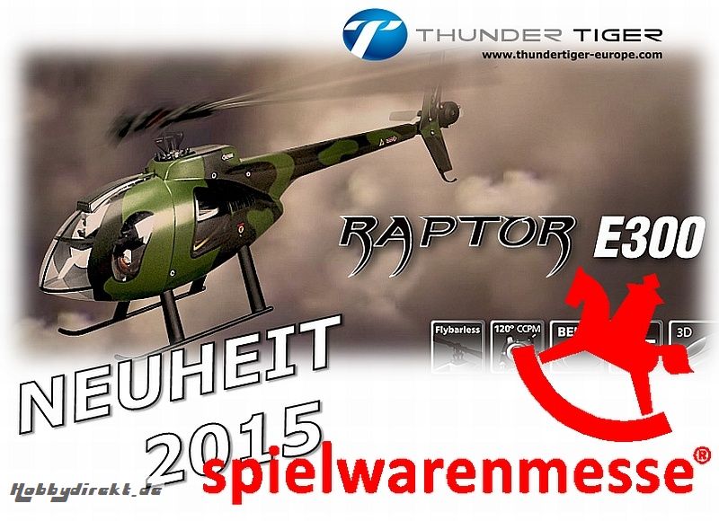 RAPTOR E300 MD Flybarless ARTF Elektro Scale Helikopter Thunder Tiger 4725-A13