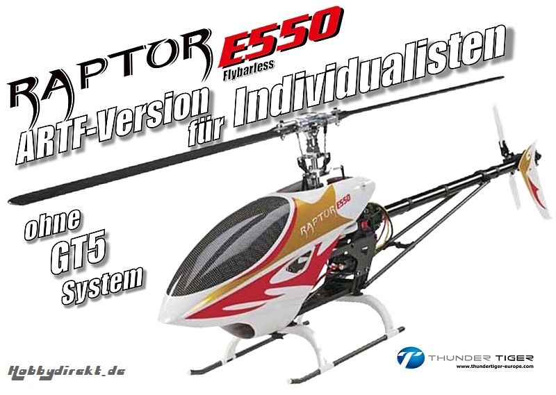 RAPTOR E550 Flybarless ARF ohne GT5.2 Thunder Tiger 4732-A13X