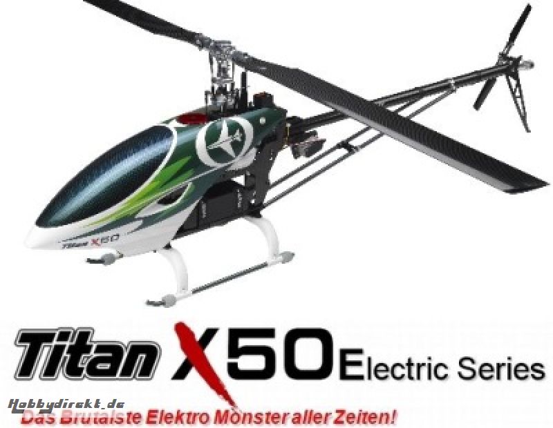 X50E Flybarless 6S POWER Combo, Heck-Starr-Antrieb, Kit + Thunde